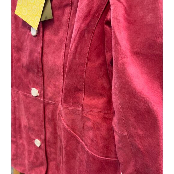 Dialogue Women's Suede Leather Blazer Jacket Red Sz Medium NOS W/Tags - Picture 4 of 8